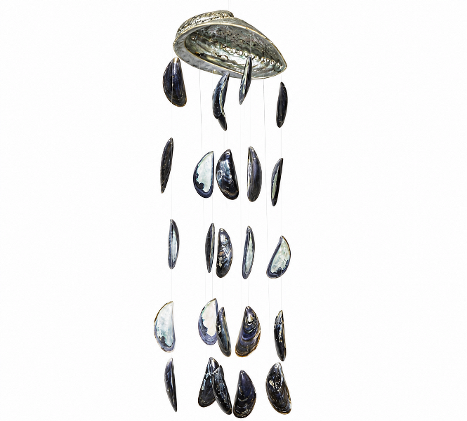 Wind Chime-Abalone Polished Shell with Black Mussel Shell CodeSC044