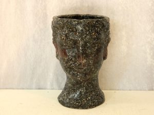 Head Planter Lady Size23cmX14cm Black Mussel