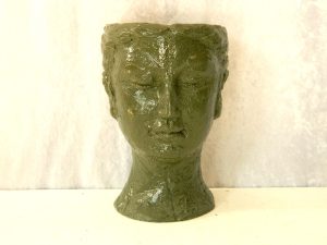 Head Planter Lady Size23cmX14cm Dark Green