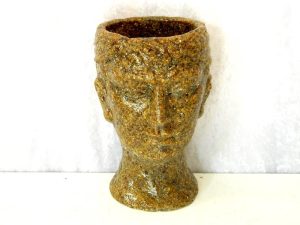 Man Head Planter Medium Rustic Brown Size23X14cm