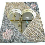 Mosaic Heart Mirror – Sea Shells