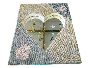 Mosaic Heart Mirror – Sea Shells
