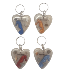 Key Ring – Heart Sea Horse Sand Silver CodeKR167