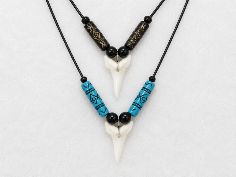 Mako Shark Tooth Necklace Beads on cord Size 2.75-3cm CodeMS039