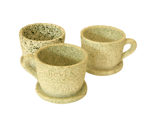 Planters - cup  saucer size10cmX15cm White/Green