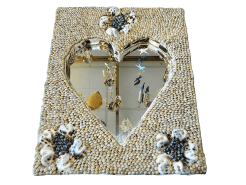 Mosaic Heart Mirror – Sea Shells
